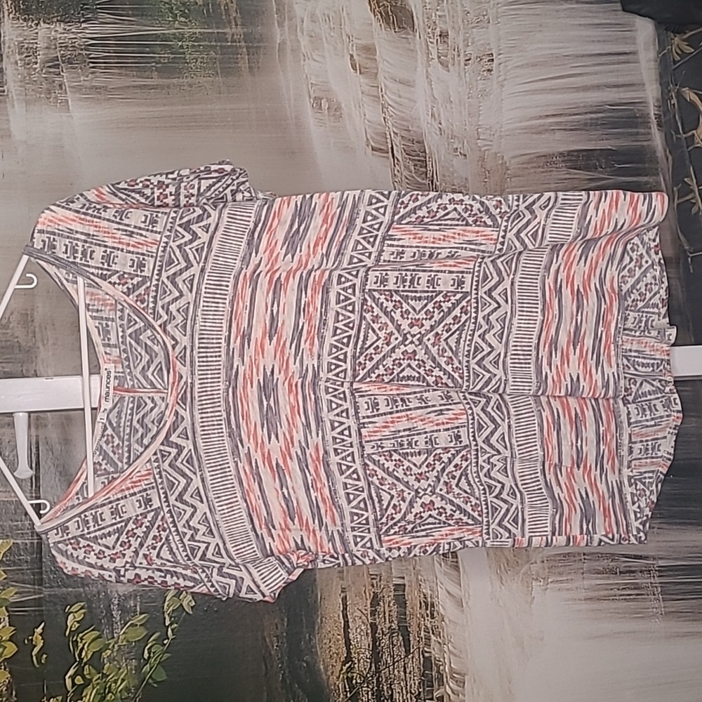 Maurices Womens plus size 1 Western Aztec scoop neck short sleeve blouse